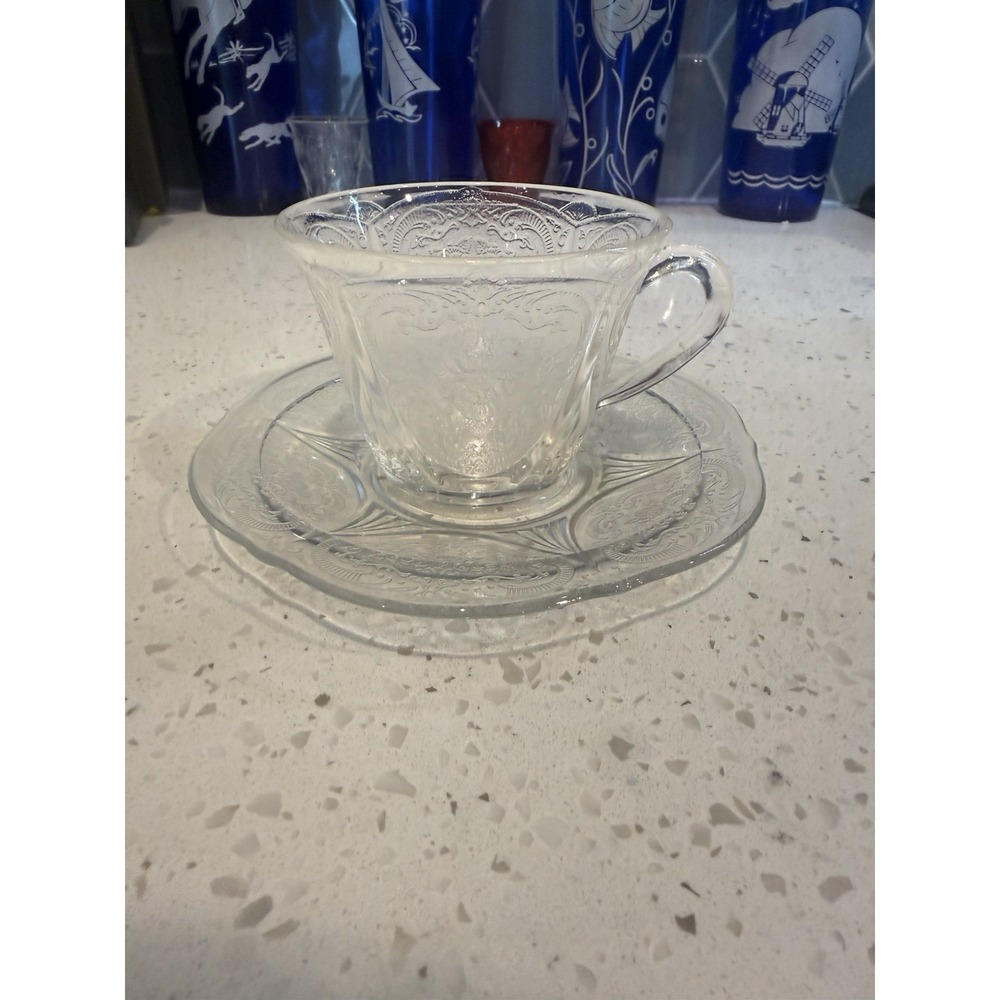 Hazel Atlas Royal Lace Crystal Clear Tea Cup And Saucer Depression Glass